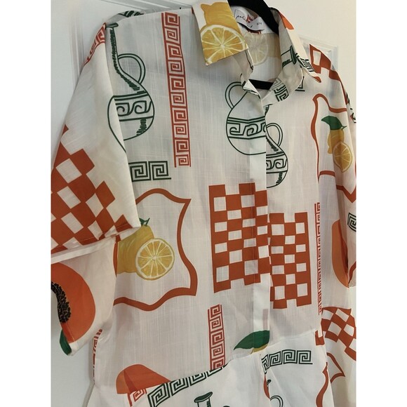 Petal And Pup Sebastian Romper Playsuit Orange And White Fruit Print Small EUC - Picture 4 of 7